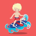 4th of july boy surf blonde 01 Royalty Free Stock Photo