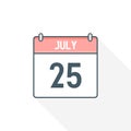 25th July calendar icon. July 25 calendar Date Month icon vector illustrator