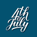 4th of July calligraphy hand lettering on blue background. USA Independence Day celebration poster vector illustration. Easy to Royalty Free Stock Photo