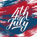 4th of July calligraphy hand lettering on brush stroke background. American Independence Day celebration poster. Easy to edit Royalty Free Stock Photo