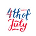 4th of July calligraphy hand lettering isolated on white. USA Independence Day celebration poster. Easy to edit vector template Royalty Free Stock Photo