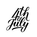 4th of July calligraphy hand lettering isolated on white. USA Independence Day celebration poster vector illustration. Easy to Royalty Free Stock Photo