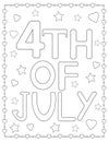 4th of July card. Coloring page