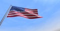 4th July CGI isolated USA flag waving on a blue sky - close up of United States of America national flag flowing in the wind in US Royalty Free Stock Photo