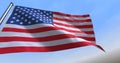 4th July CGI isolated USA flag waving on a blue sky - close up of United States of America national flag flowing in the wind in US Royalty Free Stock Photo