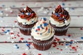 4th of july chocolate cupcakes with cream cheese and eeuu flag