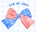 4th of July Coquette stars and stripes ribbon Bow Watercolor vector Royalty Free Stock Photo