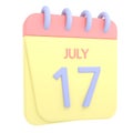 17th July 3D calendar icon