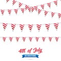 4th of July. Decoration set of USA flag stripes garlands. Fourth of July vector illustration.