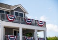 4th of July decorations and American flag banners at the Jersey Shore beach house. Long Beach Island, New Jersey Royalty Free Stock Photo