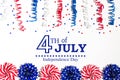 4th of July decorations on a white background