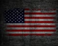 4th of July design with grunge American flag on old brick wall Royalty Free Stock Photo
