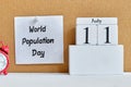 11th july eleventh day month calendar concept World Population Day