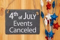 4th of July Events Canceled chalkboard sign