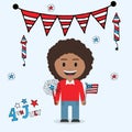 4th july female character Royalty Free Stock Photo