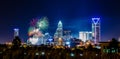 4th of july firework over charlotte skyline