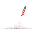 4th of July. Firework rocket with free space for text on a white background.