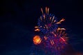 4th July fireworks. Fireworks display on dark sky background Royalty Free Stock Photo