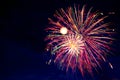 4th July fireworks. Fireworks display on dark sky background Royalty Free Stock Photo