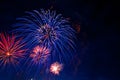 4th July fireworks. Fireworks display on dark sky background Royalty Free Stock Photo