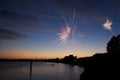 4th July fireworks. Fireworks display on dark sky background. Royalty Free Stock Photo