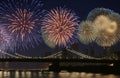 4th of July fireworks in new-york view from manhattan bridge independence day Royalty Free Stock Photo