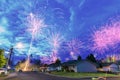 4th of July Fireworks at night in the neighborhood