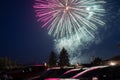 Pink and Blue Bursting Firework Display