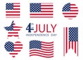 4th of July. USA Independence Day. Flags of the USA with congratulations on Independence Day. Usable for greeting cards Royalty Free Stock Photo