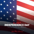 4th July. Fourth July. Independence day of USA. Banner with american flag.