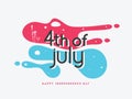 4th Of July, Happy Independence Day banner or poster design with USA flag. Royalty Free Stock Photo