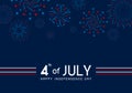 4th of july Happy Independence day design of fireworks on blue background vector illustration Royalty Free Stock Photo
