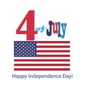 4th of July Happy Independence Day 2024 Greeting card poster Patriotic American flag, stars symbols icons logo design banner sign Royalty Free Stock Photo