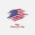 4th of july happy independence day usa. Brush painted american flag on white background. Greeting card. Fourth of july, US holiday Royalty Free Stock Photo