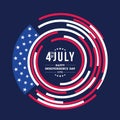 4th of july and happy USA independence day - abstract circle ring frmae american flag texture on dark blue background vector Royalty Free Stock Photo