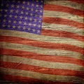 4th July Independence Day background with American flag on grunge wood texture Royalty Free Stock Photo