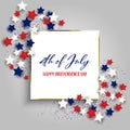 4th July Independence Day background with gold frame and stars Royalty Free Stock Photo