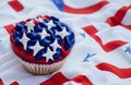 4th of july independence day cupcakes decorated with symbols of america flag stars