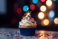 4th July Independence day cupcakes with red, blue and white colors. Generative AI Royalty Free Stock Photo