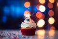 4th July Independence day cupcakes with red, blue and white colors. Generative AI Royalty Free Stock Photo