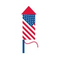 4th of july independence day, fireworks american flag celebration flat style icon