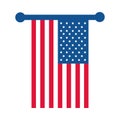 4th of july independence day, hanging american flag patriotism flat style icon