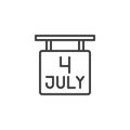 4th july independence day line icon