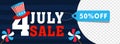 4th Of July, Independence Day Sale header or banner design with 50% discount offer and space. Royalty Free Stock Photo