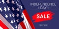 4th of July independence day sale. Vector banner design template with American flag and text Royalty Free Stock Photo
