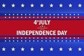 Independence Day text sign over a background with blue and red color and white stars