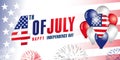 4th of July, independence day United States of America, balloons & flag Royalty Free Stock Photo