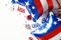 4th of July Independence Day of the USA celebration concept. American balloons and party streamers on white background. Fourth of Royalty Free Stock Photo