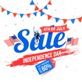4th of July, Independence Sale Design with 60% Off Offer, American National Flags.