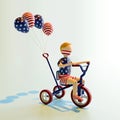 4th Of July Kid On Three Wheel Bike Royalty Free Stock Photo